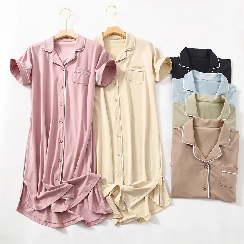 Wholesale Soft Modal Turn Down Collar Short Sleeve Women Summer Loungewear
