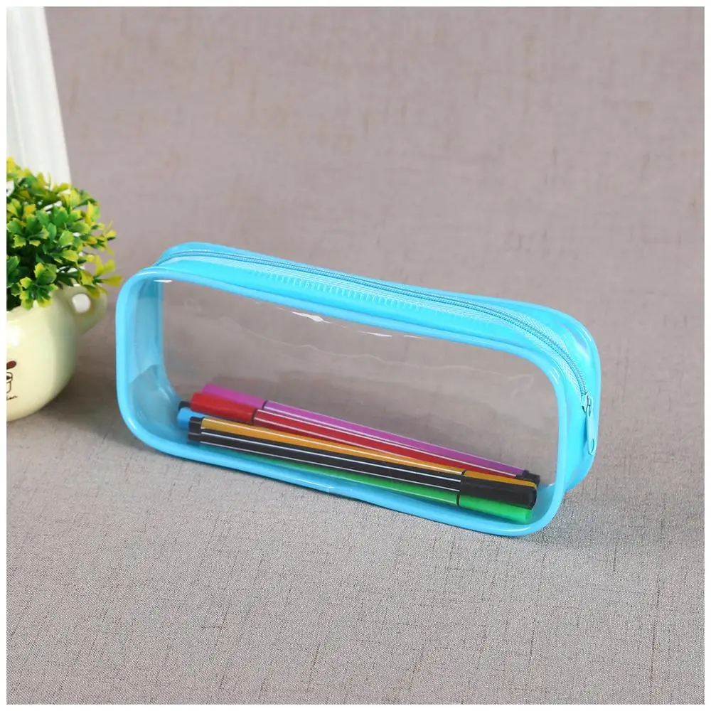Pencil Case /transparent PVC Big Capacity Pencil Pouch/ Pen Bag Cosmetic Pouch with Zipper for School Office Plastic