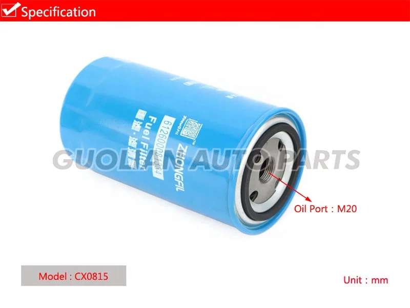 
China Truck Fuel Filter CX0815 WeiChai WD615 engine spare parts oil filter 612600081334 