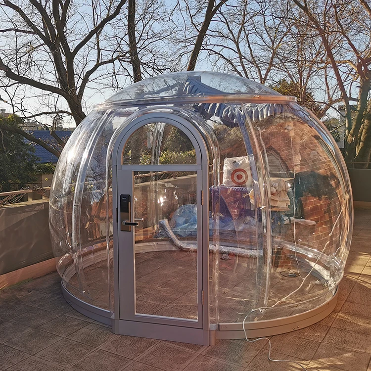 Low MOQ Wind Resistance Polycarbonate Transparent Camping Dome Tent For Restaurant Outdoor Dining Glamping