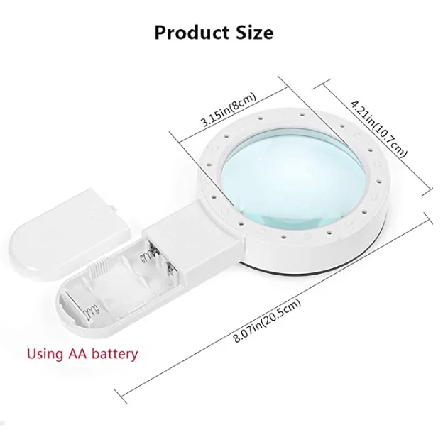 Magnifying Glass with Light, 30X Handheld Large Magnifying Glass 12 LED Illuminated Lighted Magnifier for Macular Degeneration