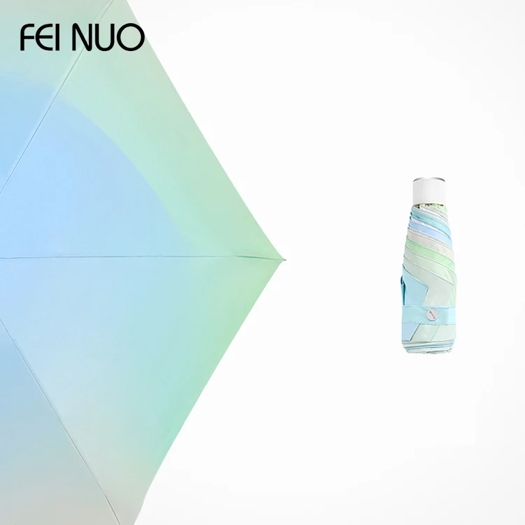 New fashion design 6K aurora five fold mini lady sun umbrella with fiberglass ribs