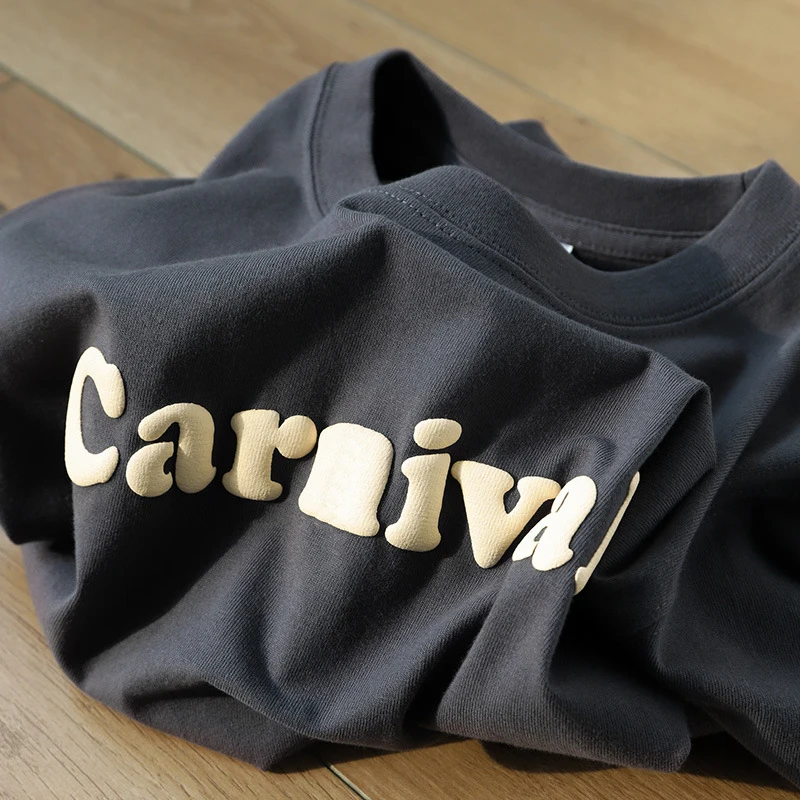Men Fashion Brand Custom Logo Oversized Heavyweight 3D Puff Print T Shirt