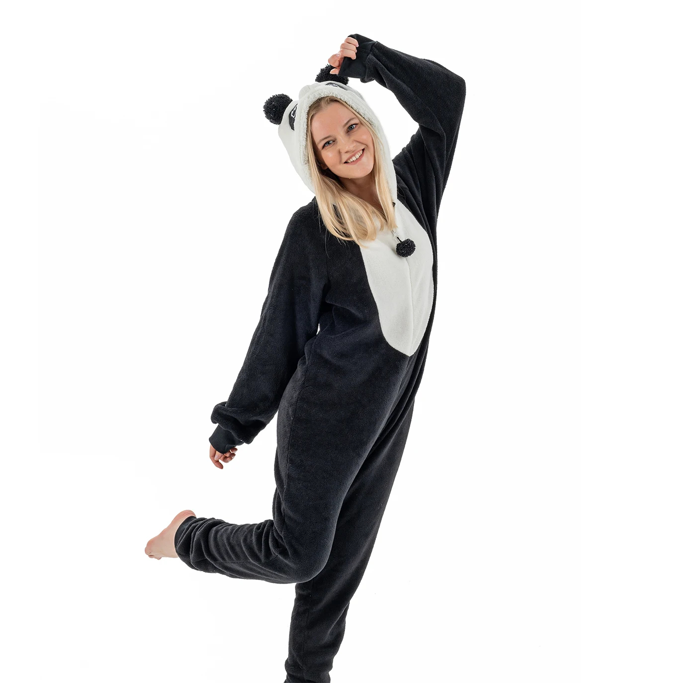Adult Animal Panda Costume Women Flannel Sleepwear Pajamas Adult Animal Onesie Pajama