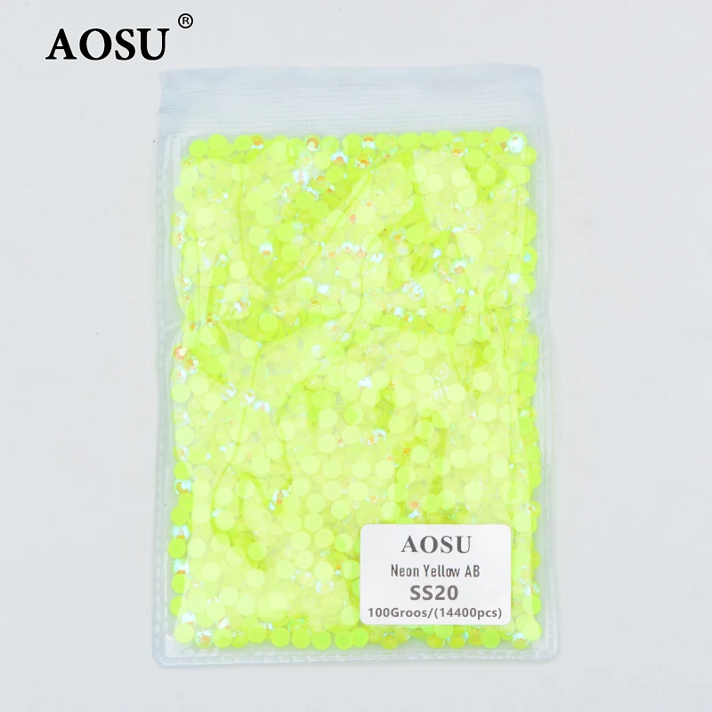 AOSU Bulk Package SS6-SS30 Luminous Rose Flatback Strass Glow In Dark Crystal Stones Glass Rhinestone For DIY Crafts