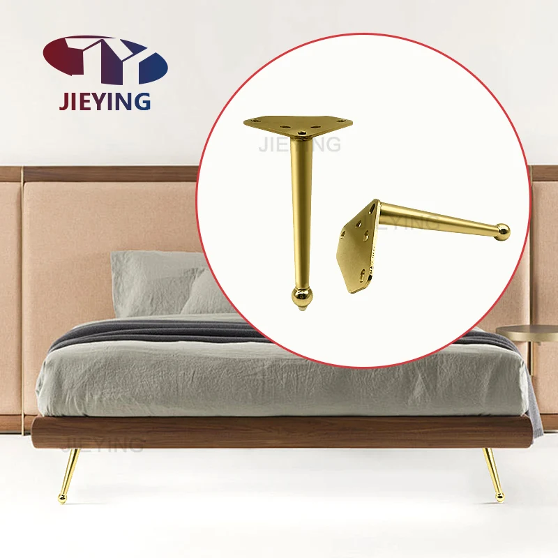 Jieying Factory Customized Tapered Gold Furniture Accessories Sofa Leg Cone Metal Cabinet Table Chair Legs Bed Foot