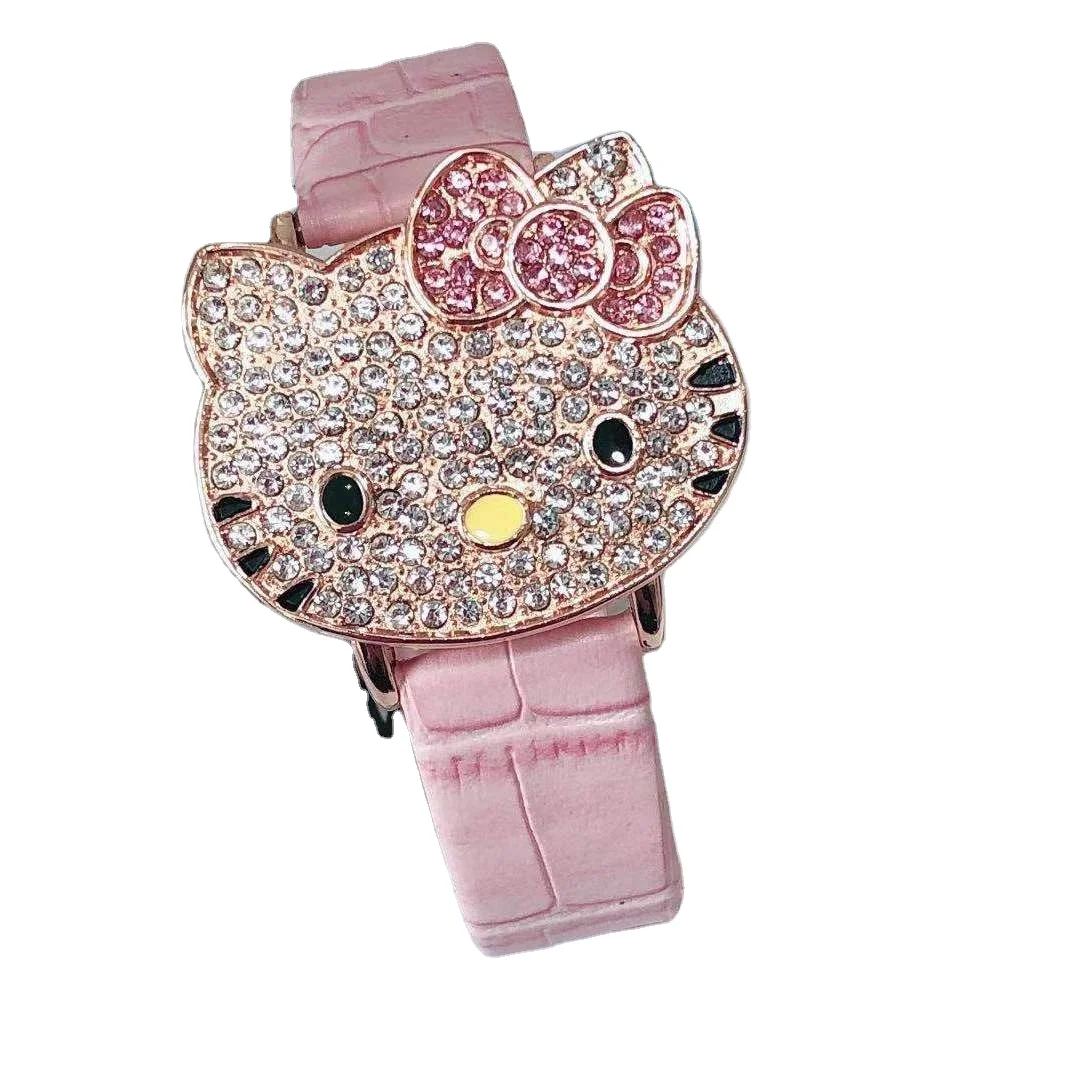 factory outlet  children cartoon kids girl hello kitty cute quartz Flap Inlaid diamond watch k524