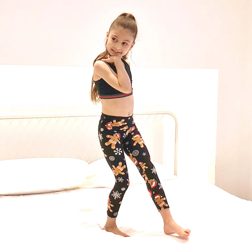 New Year Holidays Girl Kids leggings Winter Pants Christmas Soft Ginger Baby Prints Leggings For Children Wholesale
