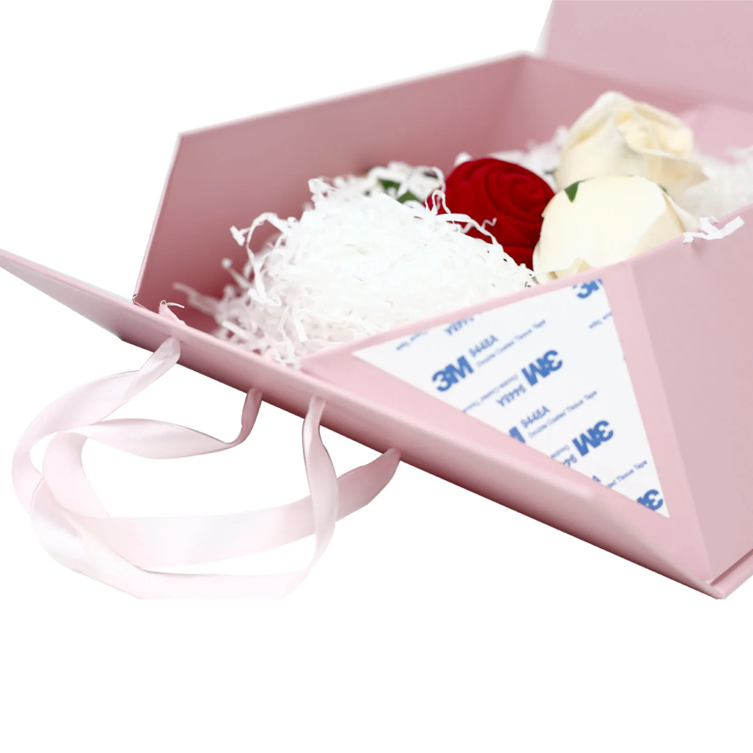 Magnet folding boxes with ribbons design luxury pink gift boxes foil logo for gift packaging packaging boxes for clothes