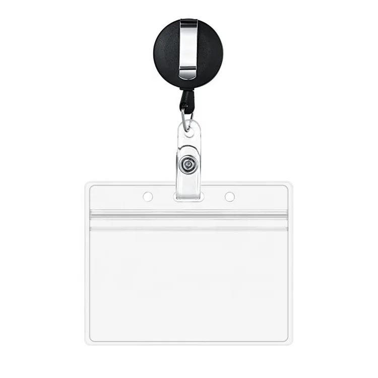 Clear Soft PVC Badge Holder with ABS Plastic Retractable Reel Clip for Medical Doctor Nurse School Teacher Student ID Card