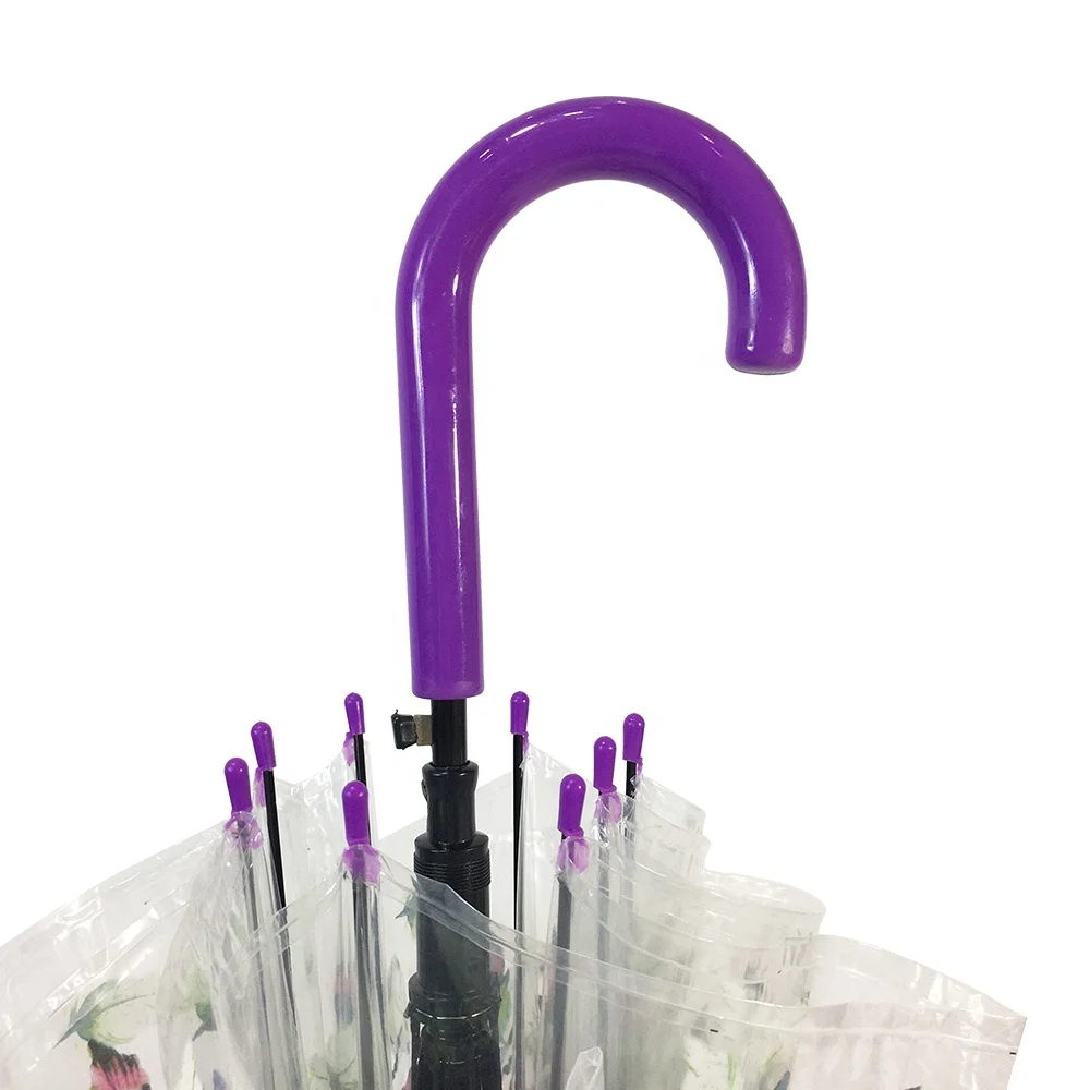 OVIDA Eco-friendly POE Clear Fabric Transparent Umbrella Purple Promotion Umbrella