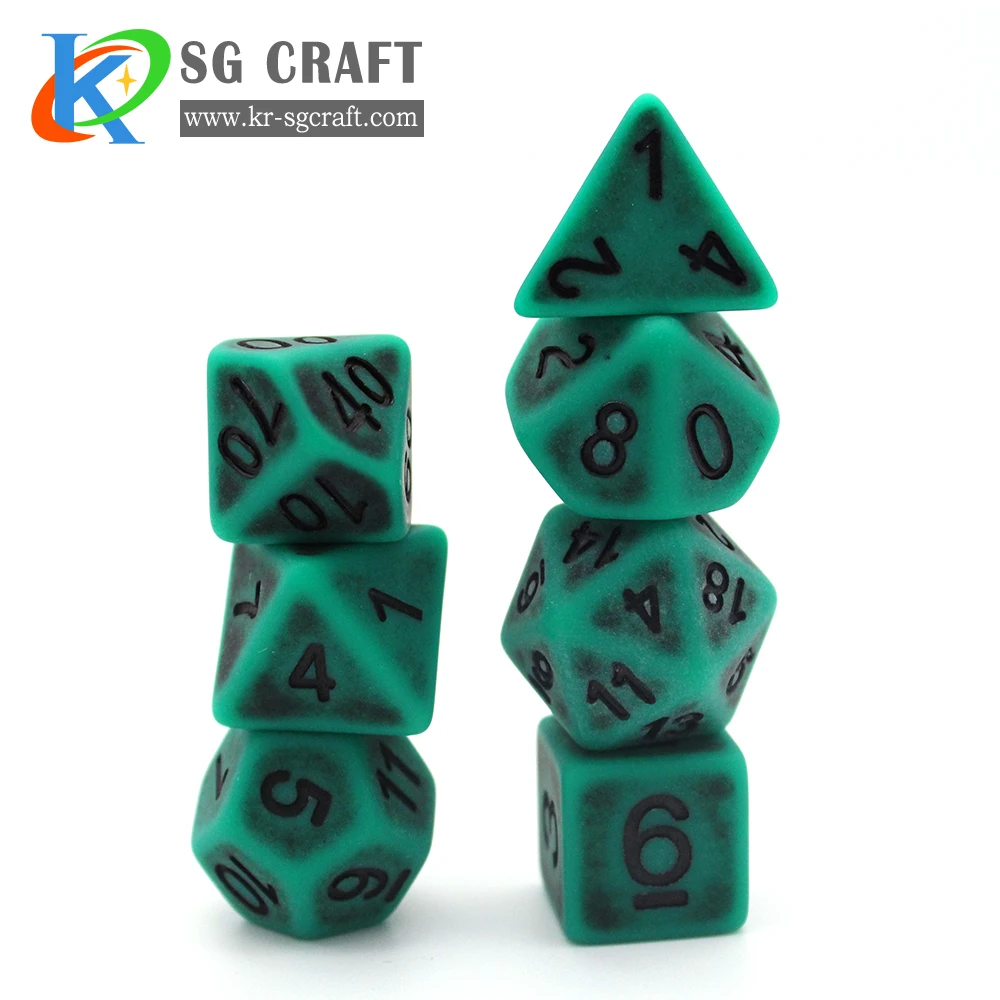 Золотой антикварный/древний игровой набор Игральный костей изготовленные на заказ пластиковые многогранные кубики кисточки из 7 шт D4-D20 без MOQ