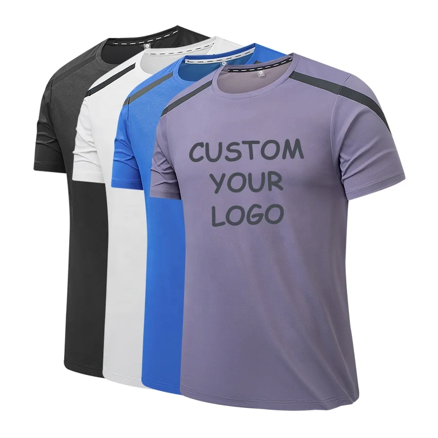 Us Size Gym Shirts Dropshipping Custom Logo Polyester Short Sleeve Workout Clothing Men Loose Fitness Muscle Gym Shirt