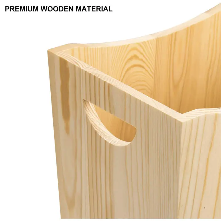 Wooden Trash Can Rustic Farmhouse Style Wastebasket Bin garbage can with Handle for Living Room,Office