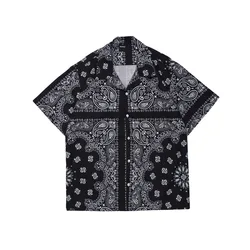 Factory Wholesales Red T shirts for Men Bandana shirt Casual Beach Short-Sleeve Paisley Men Shirts