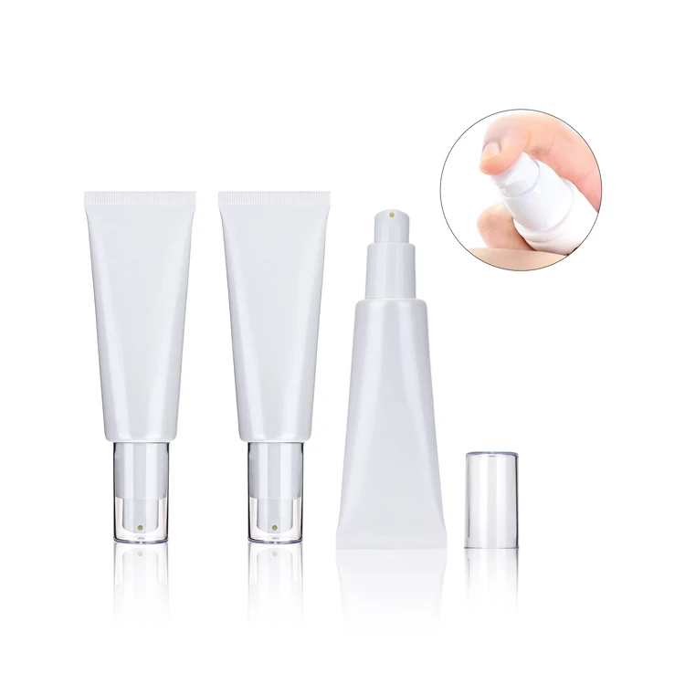 Customized open ended cosmetic eye bb cream soft squeeze tubes foundation empty plastic packaging airless pump tube