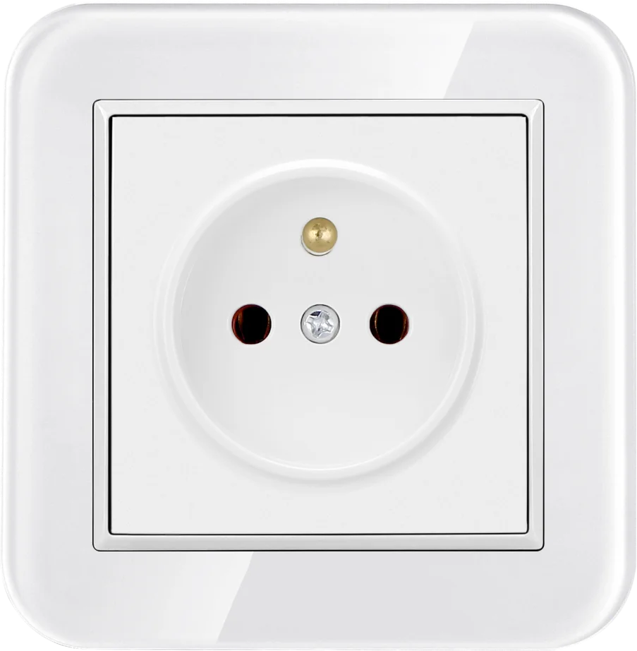Smartdust European French 16A Plug Grounding Black Gold Gray Tempered Crystal Glass Panel Outlet Schuko Wall Socket