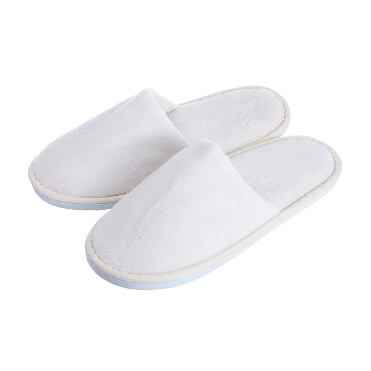 Five-star hotels use white fluffy slippers terry washable disposable hotel slippers