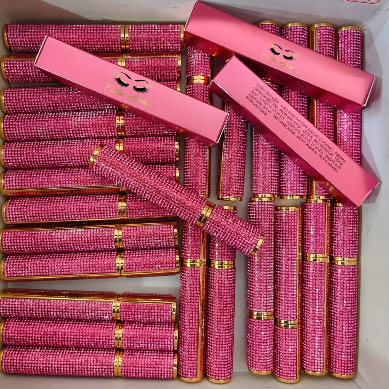 Wholesale Rose Pink Mascara Private Label 4D Fiber Mascara Waterproof Lengthening Long Lasting Black Eyelash Mascara