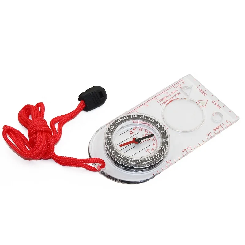 Hiking and Camping Gear Acrylic Compass with Map Scale Ruler Outdoor Accessories Compass