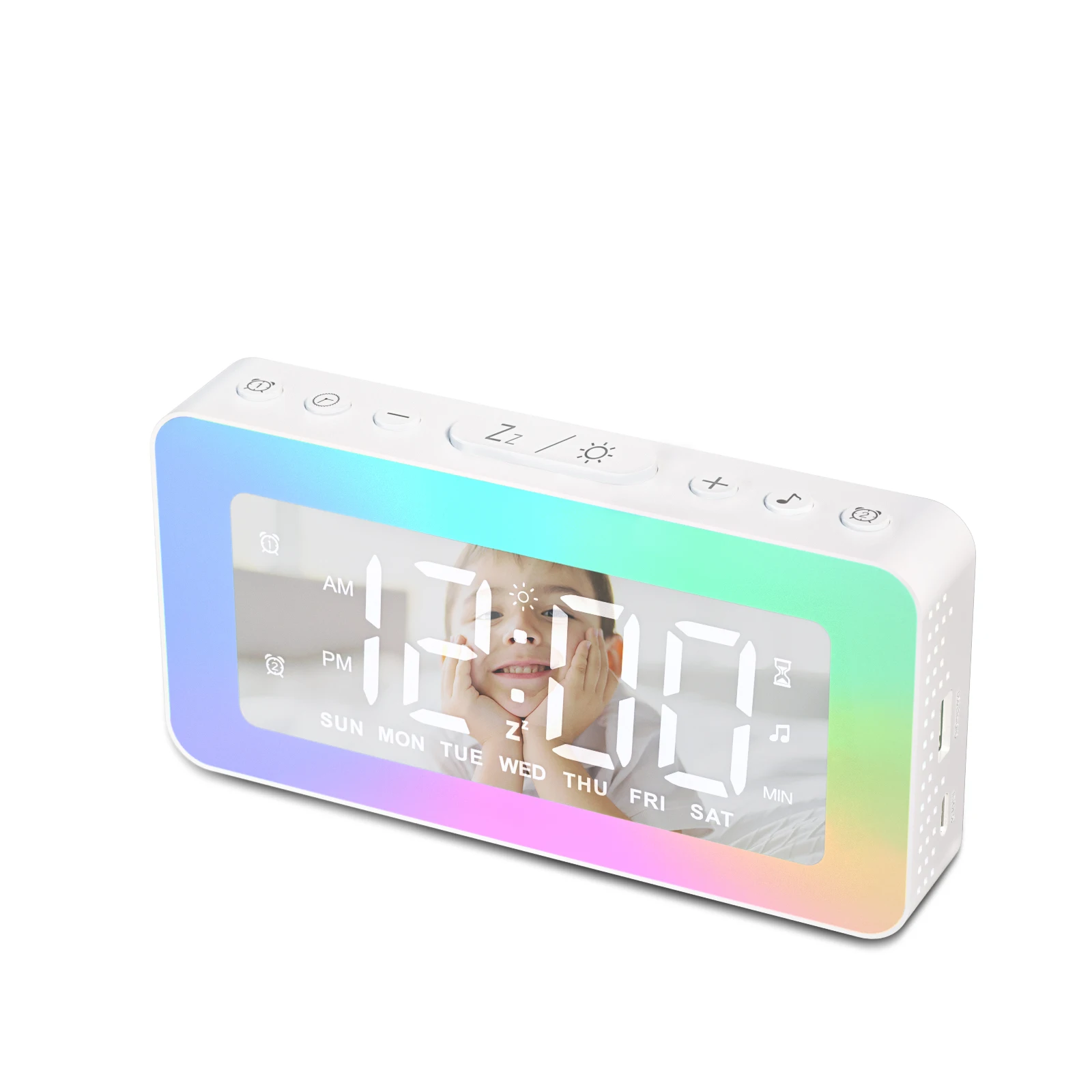 Лидер продаж 2023, будильник с ночным освещением, светодиодные цифровые зеркальные часы, детские настольные часы