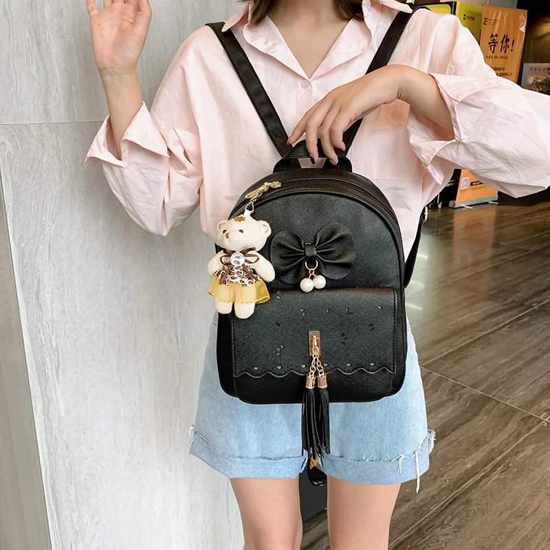 JIANUO Young lady 3 pieces bag backpack for woman girls Hollow backpack set