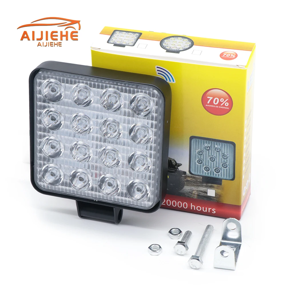 Wholesale 48WLED Work Light Bar Square Spotlight Off-road led High Intensity 12V waterproof lights 24V Car Truck 4WD Accessories