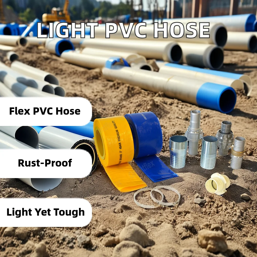 High-Durability PVC Layflat Hose 100m Length Connection Water Irrigation Agriculture Durable PVC Layflat Plastic Tubes
