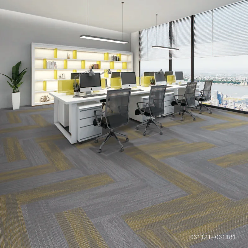 Commercial Nylon Carpet Tiles Cushioned Machine-Made Loop Cut Pile Home Office Public Space Stylish Industrial Pattern