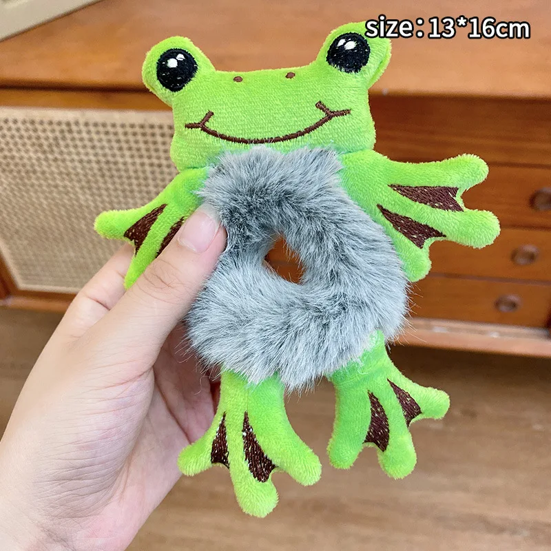 Plush Elastic Scrunchies Accessories Woman Girl Bear Frog Cat Rabbit Rubber Animal Kids Cute Hair Band