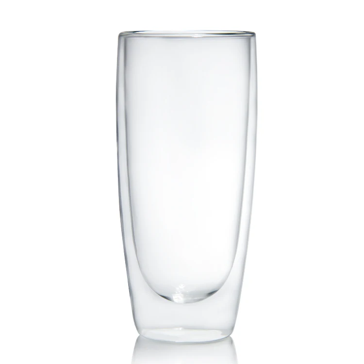 Customized High Borosilicate Material Mug,Reusable Cup,Double-layer Flat Bottomed Glass Coffee Cup
