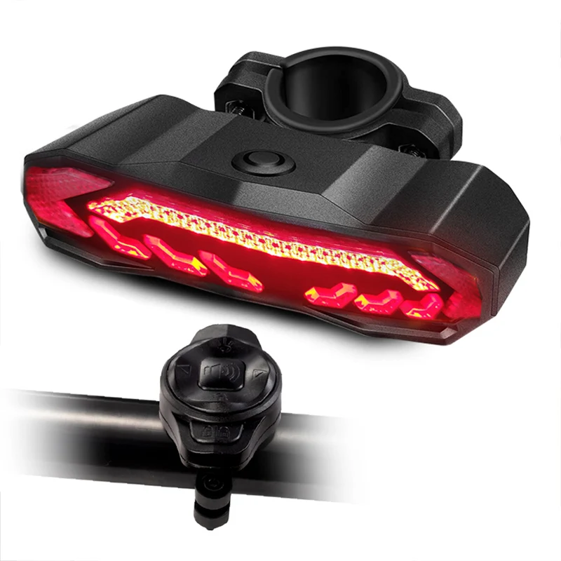 IP65 Waterproof Bike Tail Light Bicycle Cycle lights With Horn Smart Brake Vibration Alarm Mountain bike turn signal lights