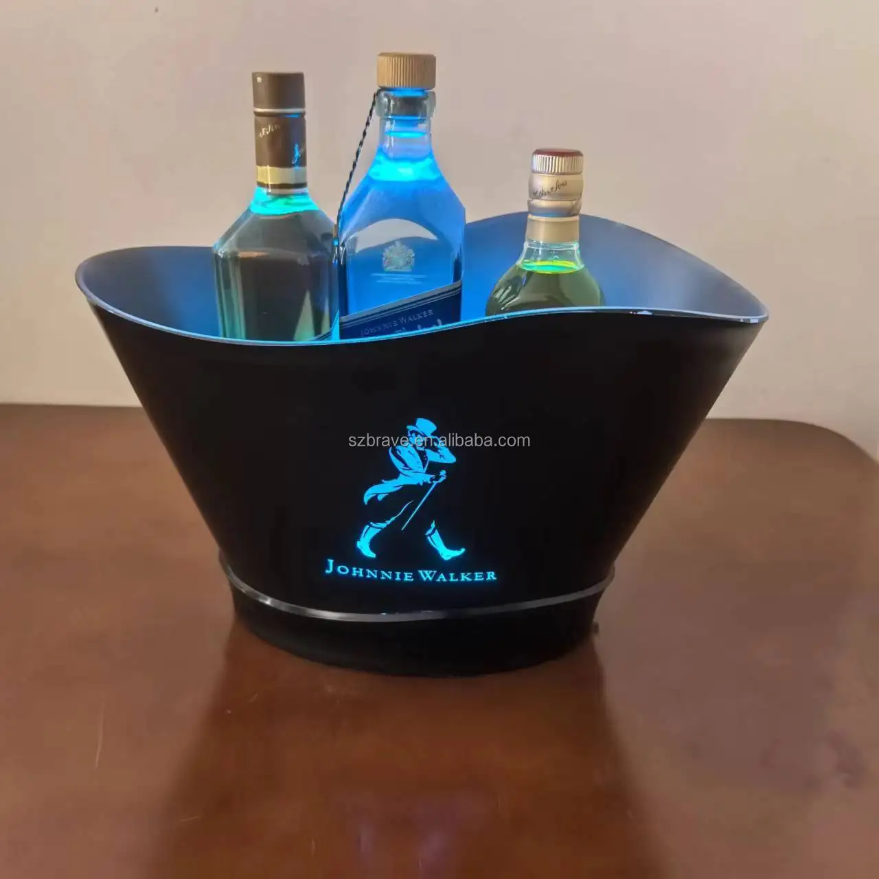 Wholesale Custom Bucket Beer Champagne Drinking Plastic Ice Buckets Coolers Johnnie Walker Illumited Premium LED Ice Bucket