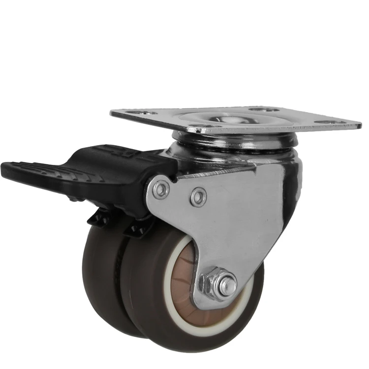 50mm diameter 2 inch office chair with threaded stem double casters