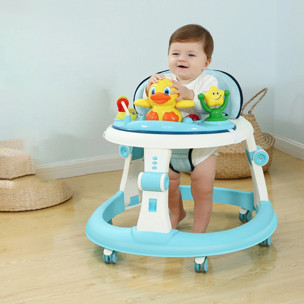 Foldable Plastic interactive learning toy Training Adjustable seat height baby Activity walker with Music