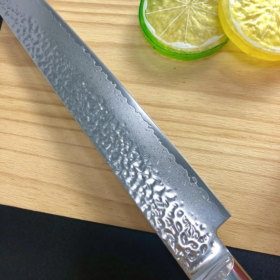 Bluefin Tuna Sashimi Knife Damascus Slicing Knife With Pakka Handle