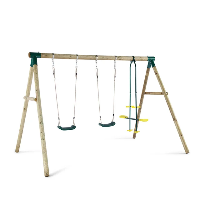  SN-011 Hot sale great factory kid backyard amusement equipment with plastic slide big swing