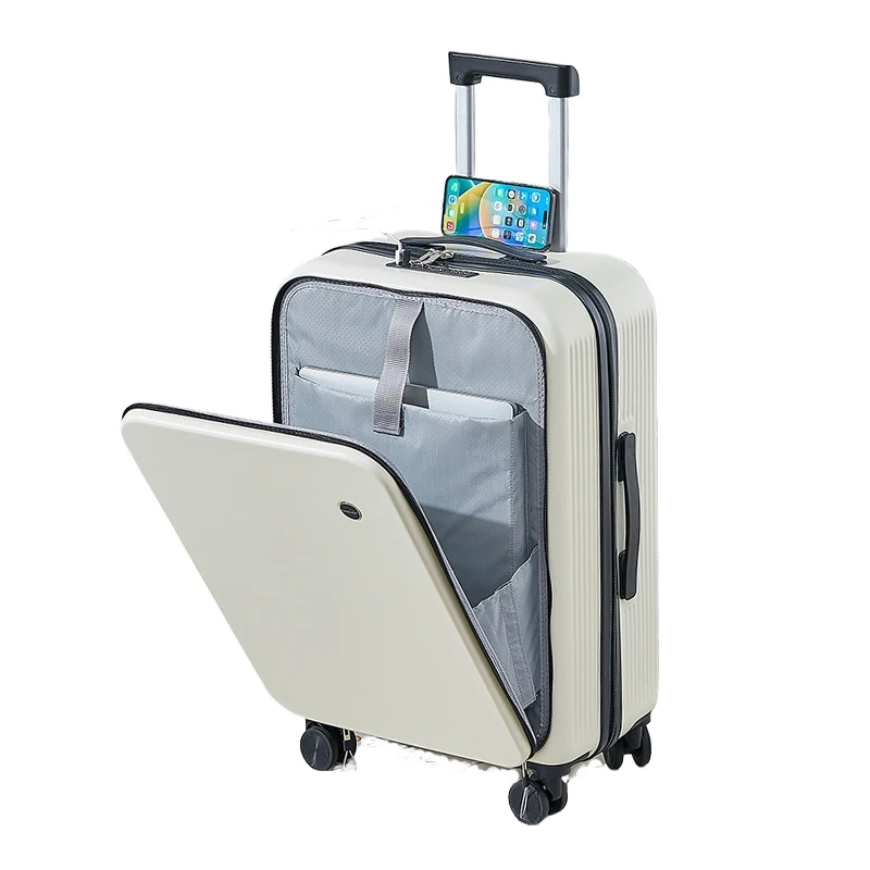 Multifunctional Front Open Lid Trolley Suitcase Set Spinner Travel Code Cabin Suitcase with Polyester Lining