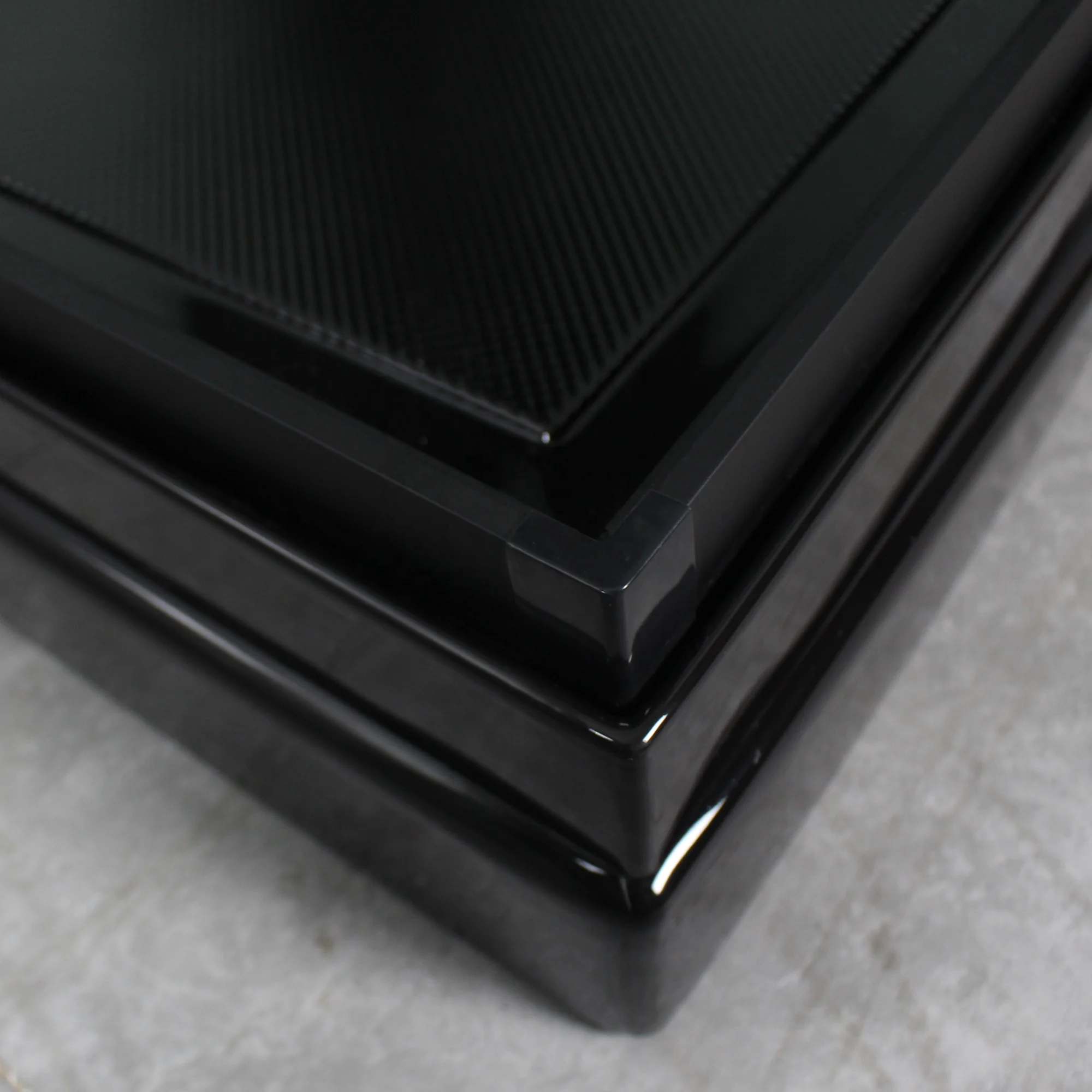 Oumeiga Modern Matt Black Lux Stylish Square Sliding Shower Cabin with 8mil Tempered Glass ABS Material Box for Bathroom