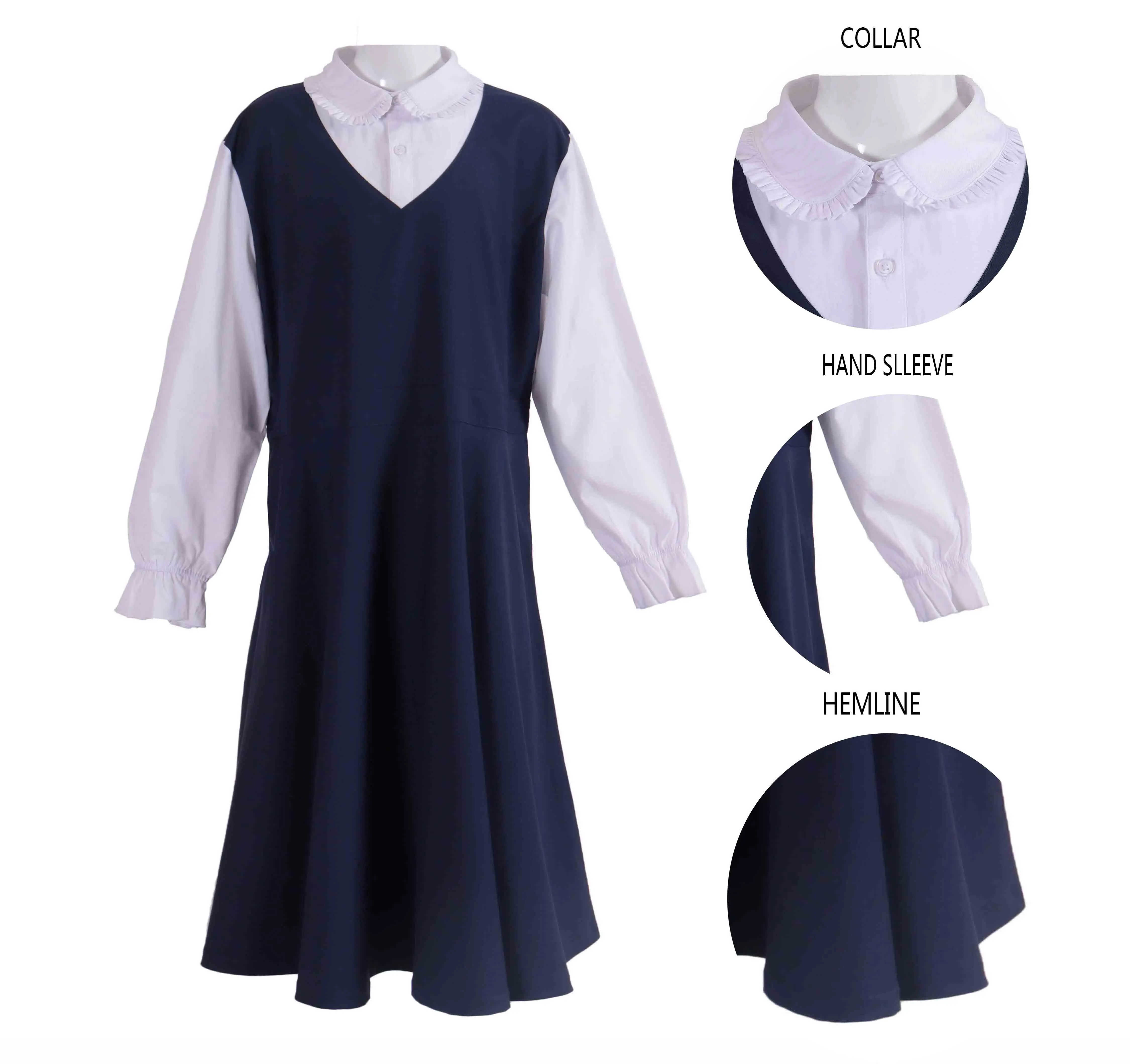 Высококачественная школьная форма для девочек платье с белой рубашкой комплект начальной школы