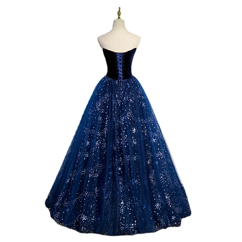 W-S1131A Quinceanera Dresses Long Formal Vestidos Prom Dress Blue Evening Dresses Gowns for Women Party
