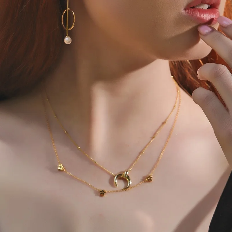 Bijoux Femme Minimalist Star Choker 925 Sterling Silver Jewelry 18K Gold Plated Star Necklace Chokers