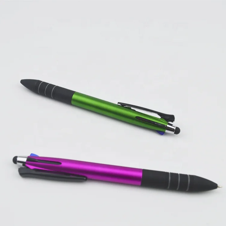 High Quality 4 In 1 Multicolor Ballpoint Pens 3 Colors Ball Pen 1 Automatic Pencil With screen touch stylus