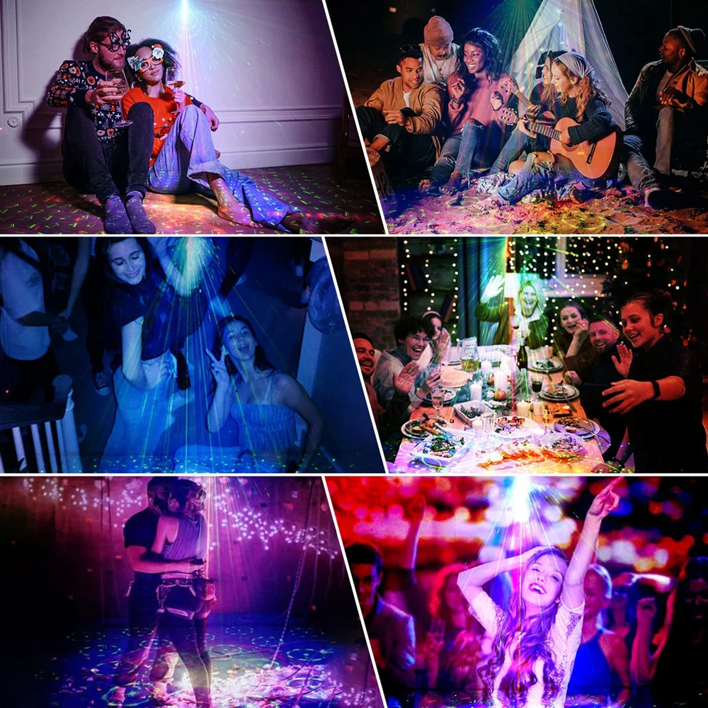 Portable Remote Control USB Charging Strobe Sound Activated Festival Projection Party Dance RGB Stage DJ Laser Disco Lights