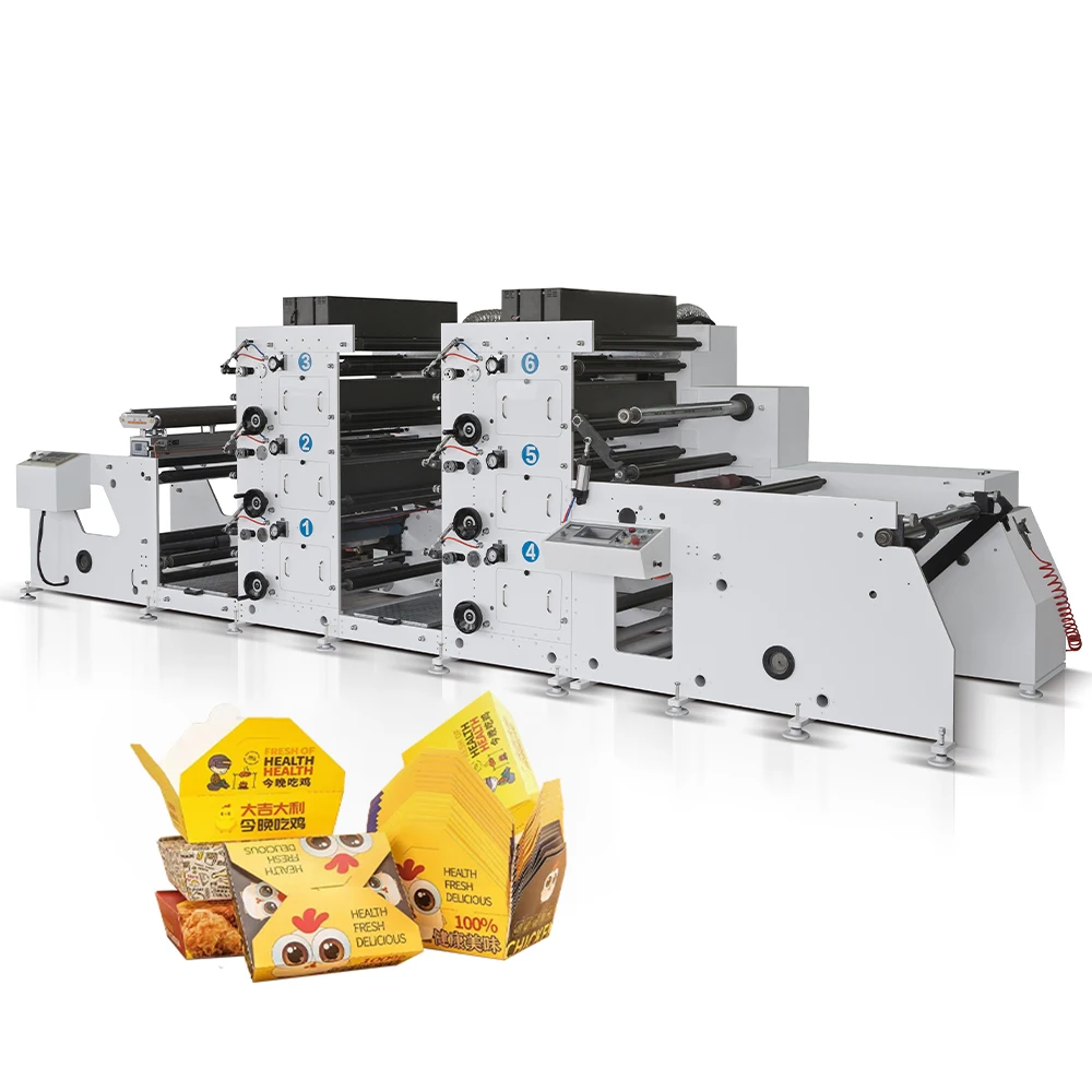 Automatic 4 6 color dialysis hamburger pizza paper paper cup label flexo printing machine with seperate unwind
