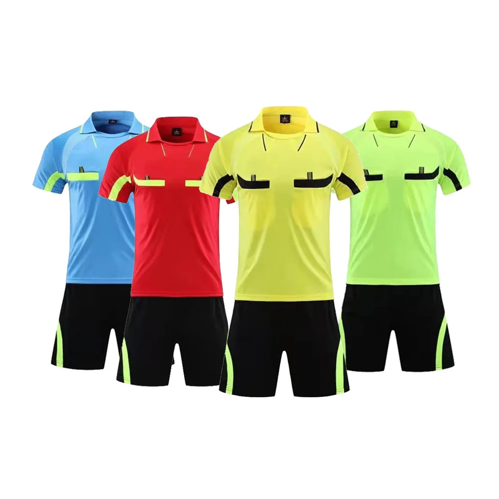 Изысканный карманный дизайн униформа футбольного судьи изготовленная на заказ футболка дышащий футбольный судья трикотажный комплект