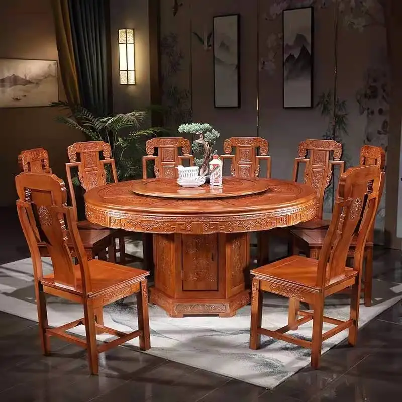 Hot sale Antique Wood dining table and chairs home furniture set