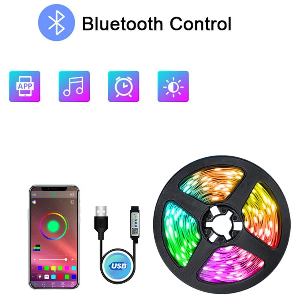 5050 RGB Светодиодная лента Smart USB 5 В пульт дистанционного управления ТВ подсветка для домашнего декора 10 м 2 Длина Рождественские огни домашний декор