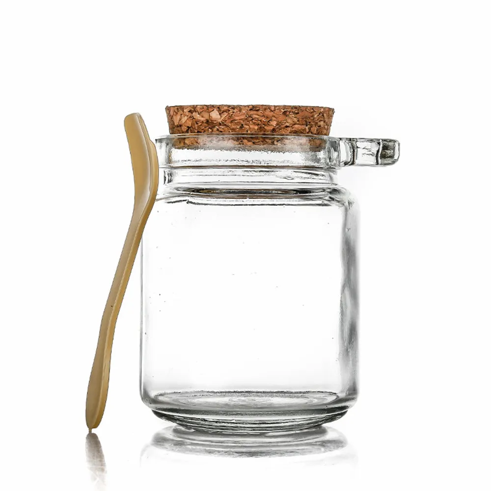 Custom Food Graded Cork Bottles Wide Mouth Storage Glass Jars Packaging With Lid and Wood