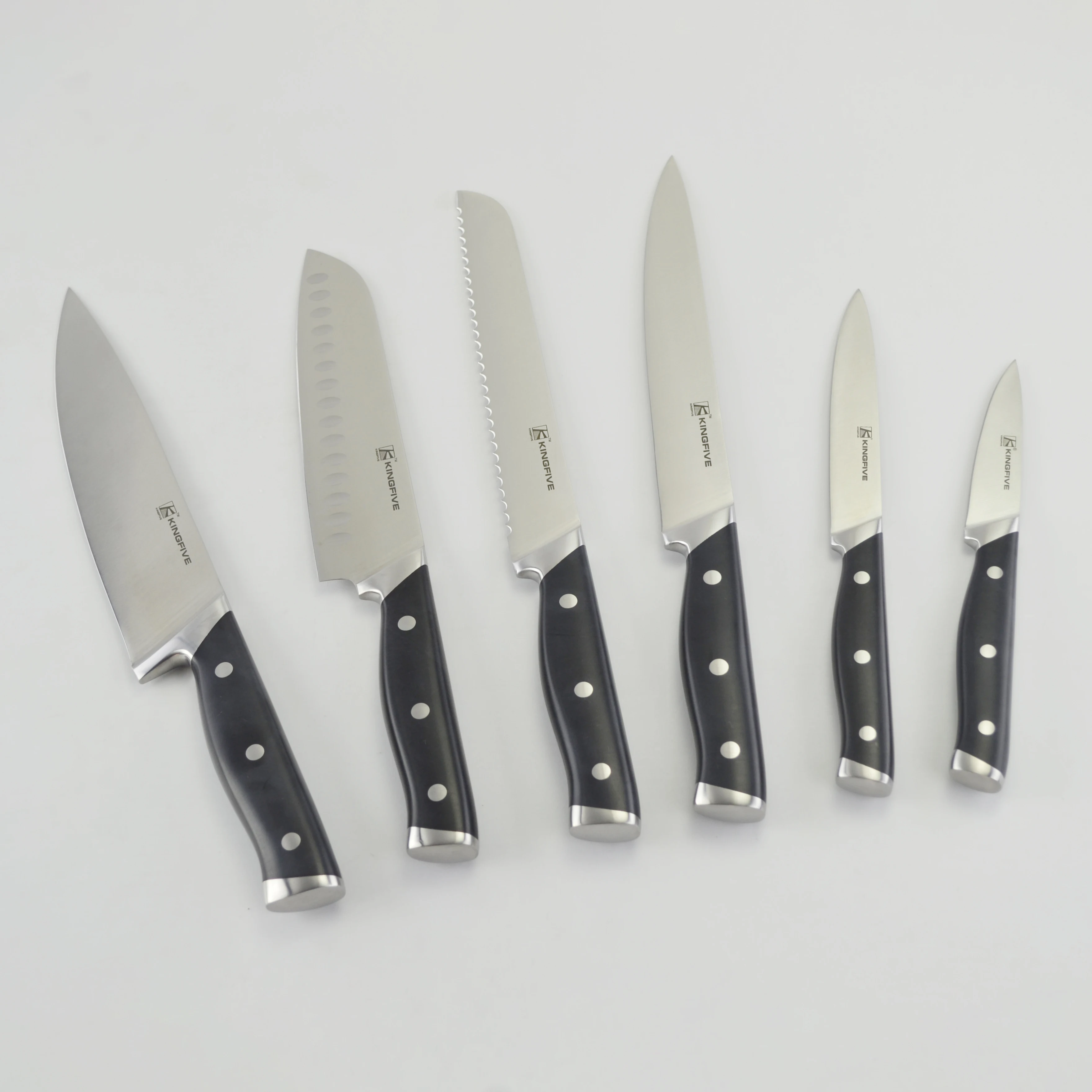 Super Sharp 7pcs Stainless Steel Chef Knife Pakka Wood Handle Kitchen Knife Set With Wooden Block